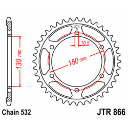 Corona JT 866 de acero con 38 dientes