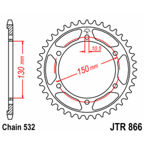 Corona JT 866 de acero con 38 dientes