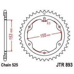 Corona JT 893 de zinc negro con 38 dientes