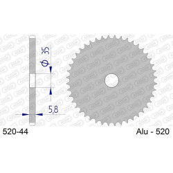 Corona AFAM aluminio ultraligera anodizada 17404 - Paso 520