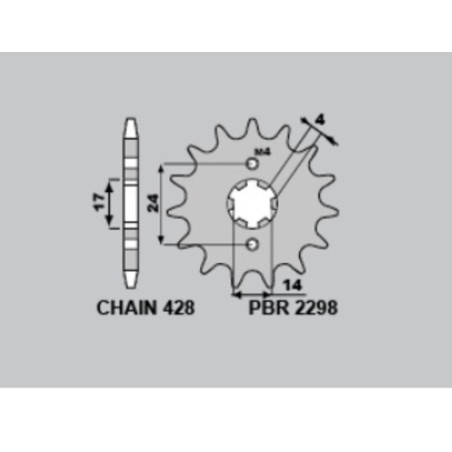 Piñón PBR acero estándar 2298 - 428