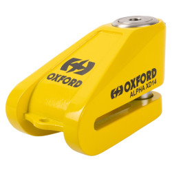 Candado de disco OXFORD Alpha XD14 - Ø14mm amarillo - Certificado SRA / ART4 / Sold Secure Gold