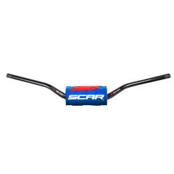 Manillar SCAR O² RC High Mini 65/85 Ø28,6mm - Negro / Protector azul