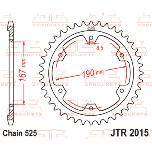 Corona JT SPROCKETS acero estándar 2015 - 525