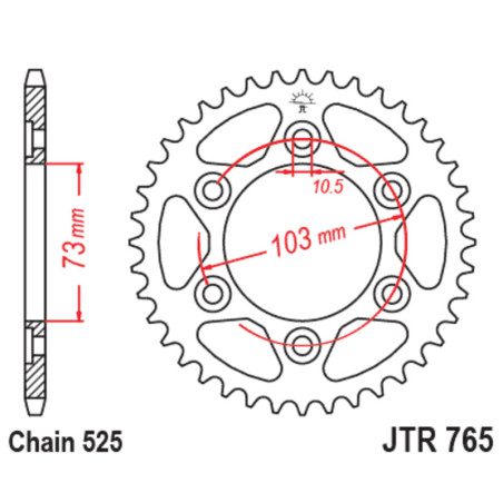 Corona JT SPROCKETS acero estándar 751 - Paso 525