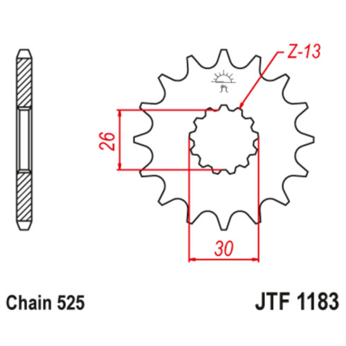 Piñón con goma anti-ruido JT SPROCKETS acero 1183 - 525