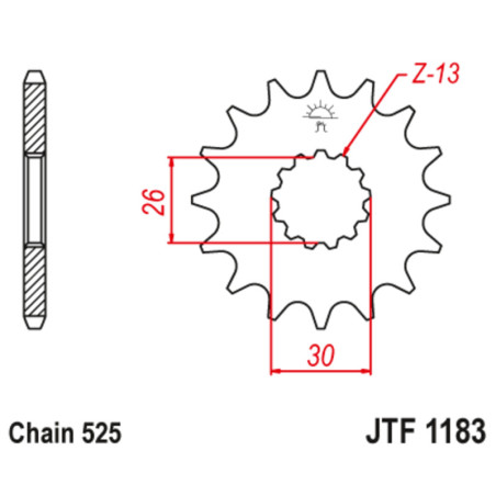 Piñón con goma anti-ruido JT SPROCKETS acero 1183 - 525
