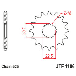 Piñón con goma anti-ruido JT SPROCKETS acero 1186 - 525