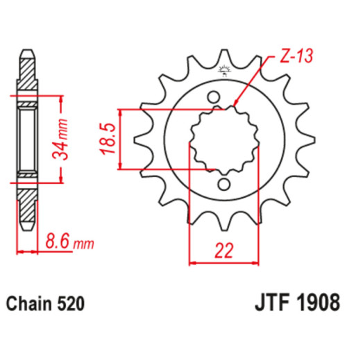 Piñón con goma anti-ruido JT SPROCKETS acero 1908 - 520