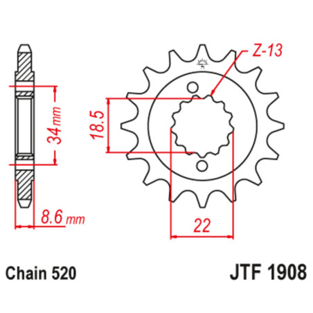 Piñón con goma anti-ruido JT SPROCKETS acero 1908 - 520