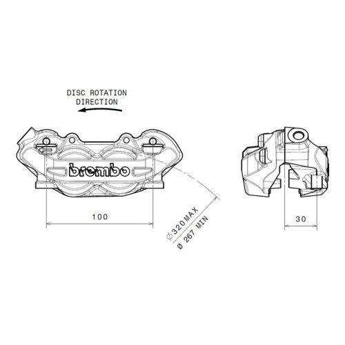 Pinza de freno BREMBO P4 delantero izquierdo Ø32mm