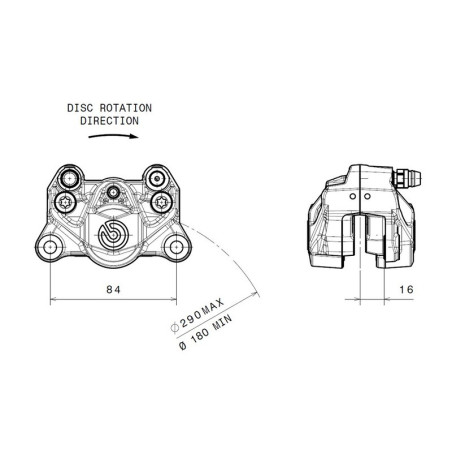 Pinza de freno trasera BREMBO Ø34mm natural