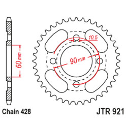 Corona JT SPROCKETS acero estándar 921 - 428 - Keeway 125 Superlight 2012-21