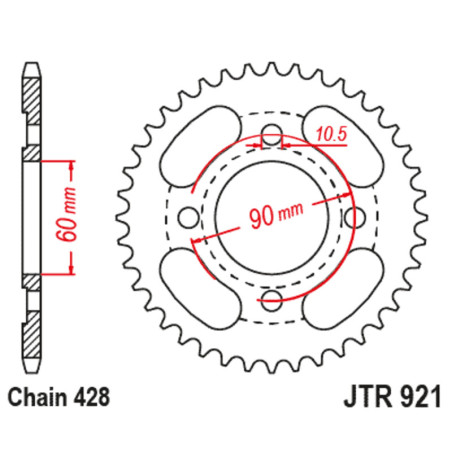 Corona JT SPROCKETS acero estándar 921 - 428 - Keeway 125 Superlight 2012-21