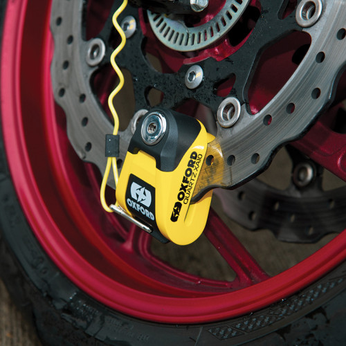 Candado de disco con alarma OXFORD XA10 - Ø10mm amarillo / negro