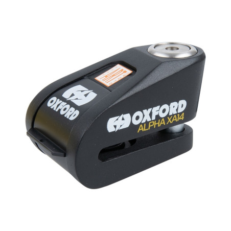 Candado de disco con alarma OXFORD XA14 - Ø14mm acero inoxidable negro - Certificado Classe SRA / ART4 / Sold Secure Gold