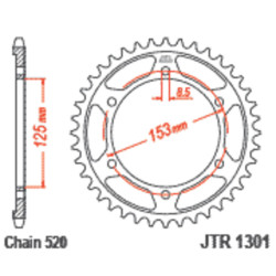 Corona JT SPROCKETS acero estándar 1301 - Paso 520 2