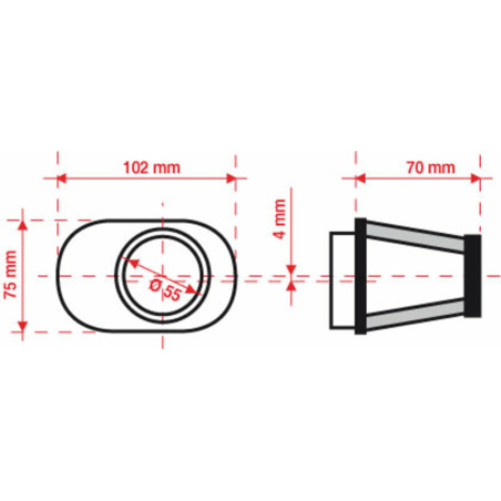 Filtro de aire BMC Tapered Offset-Right Ø55mm - FBPF55-70R