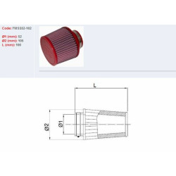 Filtro de aire BMC Tapered Ø52mm - SS52-102