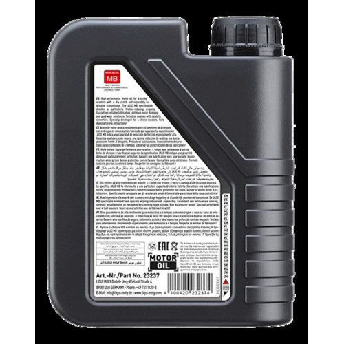 Aceite de motor LIQUI MOLY Advanced Full Synthetic 4T 10W-40 Scooter MB - Botella 1L