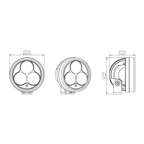 Faro auxiliar LED DENALI D3 TriOptic™ DataDim™