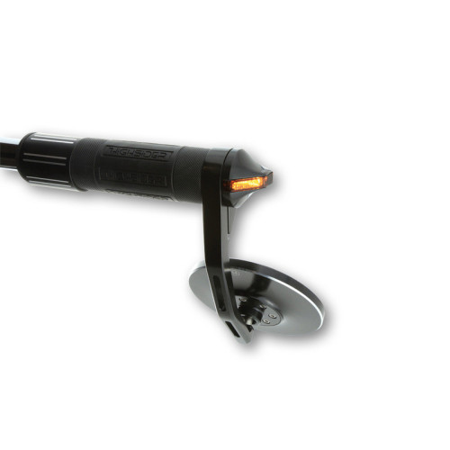 Contrapeso de manillar con intermitente LED HIGHSIDER pro Stealth-X Flight - cristal ahumado - homologado E - Pareja
