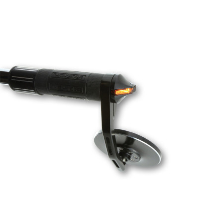 Contrapeso de manillar con intermitente LED HIGHSIDER pro Stealth-X Flight - cristal ahumado - homologado E - Pareja
