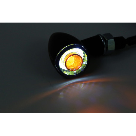 Intermitentes LED + luz de posición HIGHSIDER pro Montana Bullet 2en1 – negro mate – pareja