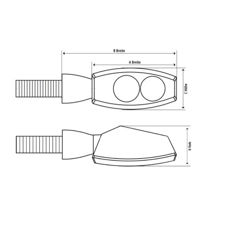 Intermitente LED HIGHSIDER pro Surface - cristal ahumado - homologado E - Pareja