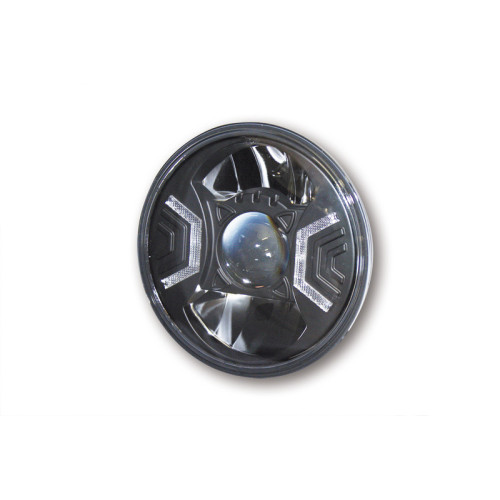 Óptica de faro delantero LED HIGHSIDER pro Type 2 - 7 inch - negro - 1 pieza