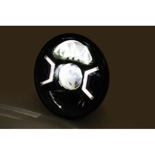 Óptica de faro delantero LED HIGHSIDER pro Type 2 - 7 inch - negro - 1 pieza