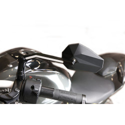 Retrovisor de manillar HIGHSIDER pro Stealth -X3 - con luz de posición LED - negro - Pareja