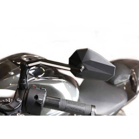 Retrovisor de manillar HIGHSIDER pro Stealth -X3 - con luz de posición LED - negro - Pareja