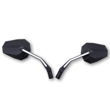 Retrovisor de manillar HIGHSIDER pro Stealth -X3 - con luz de posición LED - negro - Pareja