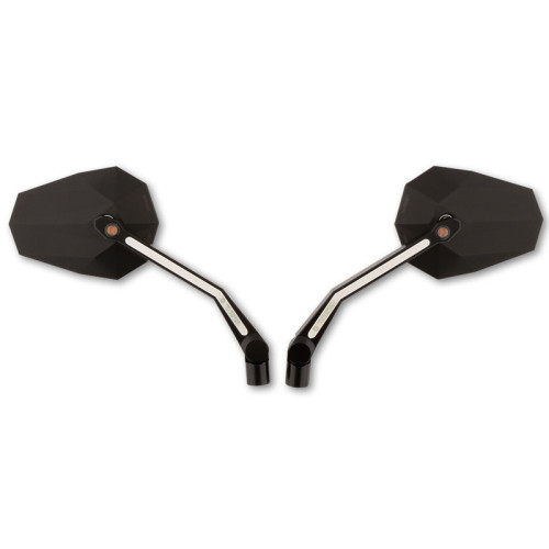 Retrovisor de manillar HIGHSIDER pro Stealth -X4 - con intermitentes LED y luz de posición - negro - Pareja