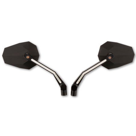 Retrovisor de manillar HIGHSIDER pro Stealth -X4 - con intermitentes LED y luz de posición - negro - Pareja