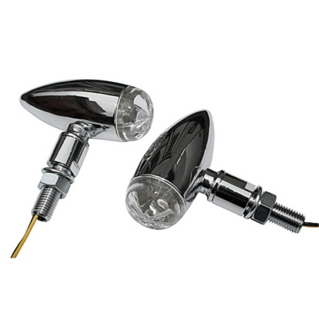 Intermitente LED HIGHSIDER pro Micro-Bullet - homologado E - cromado/traslúcido - par