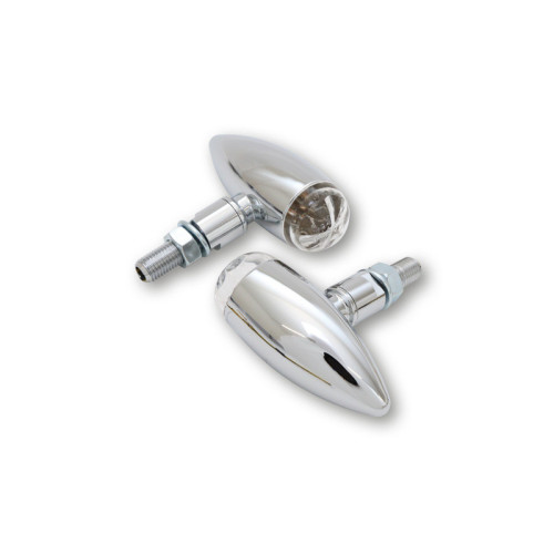 Intermitente LED HIGHSIDER pro Micro-Bullet - homologado E - cromado/traslúcido - par