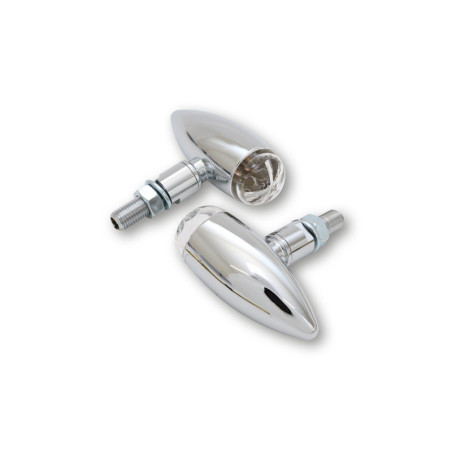 Intermitente LED HIGHSIDER pro Micro-Bullet - homologado E - cromado/traslúcido - par