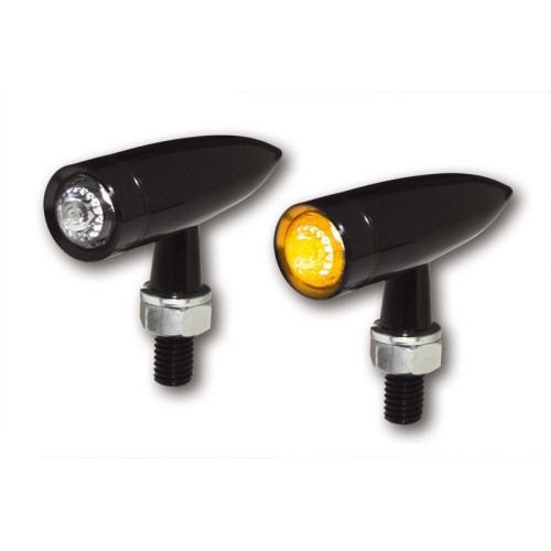 Intermitente LED HIGHSIDER pro Mono Bullet Long - homologado E - negro/traslúcido - par