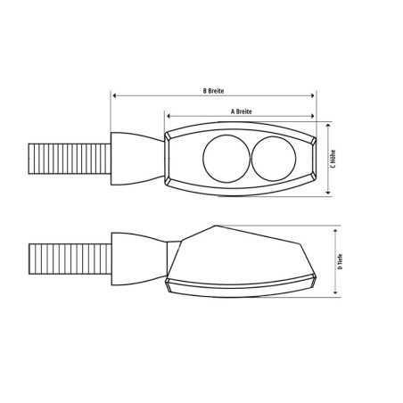 Intermitente LED HIGHSIDER pro Pen Head - homologado E - negro/ahumado - par