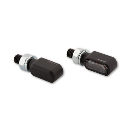 Intermitente LED HIGHSIDER pro Little Bronx - mecanizado CNC - homologado E - negro/ahumado - par