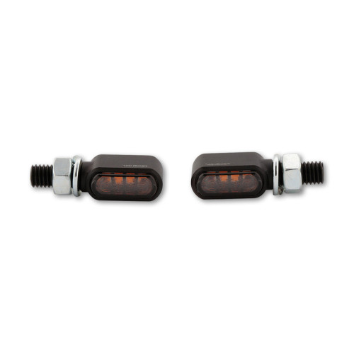 Intermitente LED HIGHSIDER pro Little Bronx - mecanizado CNC - homologado E - negro/ahumado - par