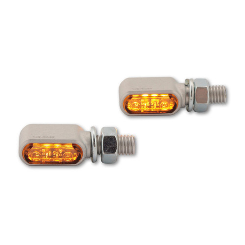 Intermitente LED HIGHSIDER pro Stealth-XS Bronx - plata/ahumado - mecanizado CNC - homologado E - par