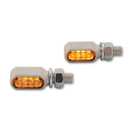 Intermitente LED HIGHSIDER pro Stealth-XS Bronx - plata/ahumado - mecanizado CNC - homologado E - par