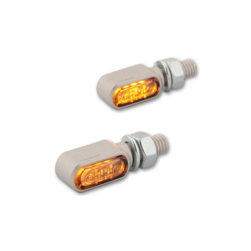 Intermitente LED HIGHSIDER pro Stealth-XS Bronx - plata/ahumado - mecanizado CNC - homologado E - par