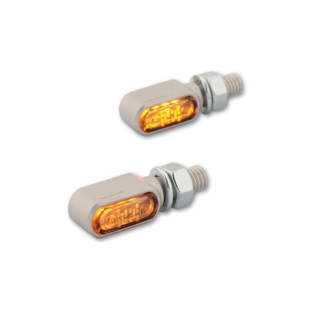 Intermitente LED HIGHSIDER pro Stealth-XS Bronx - plata/ahumado - mecanizado CNC - homologado E - par