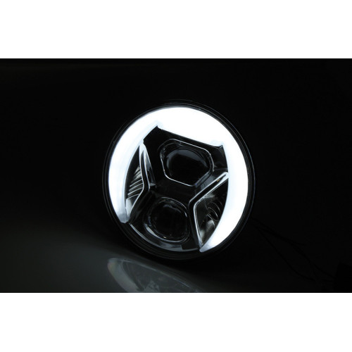 Óptica de faro delantero LED HIGHSIDER pro Type 8 - 7 inch - negro - 1 pieza
