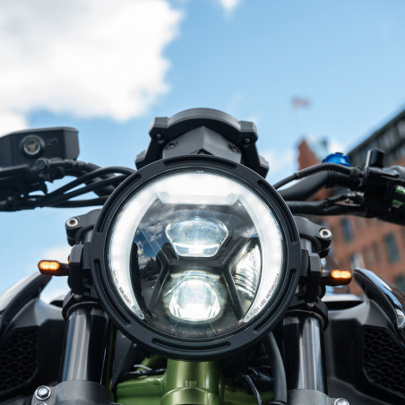 Óptica de faro delantero LED HIGHSIDER pro Type 8 - 7 inch - negro - 1 pieza