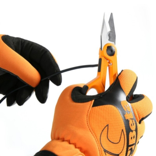 Tijeras de electricista BETA, hojas rectas de acero inoxidable con microdentado, ranura cortacables